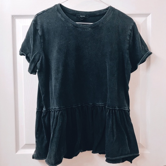 Forever 21 Dark Grey Short-Sleeve T-Shirt Blouse - Picture 1 of 5